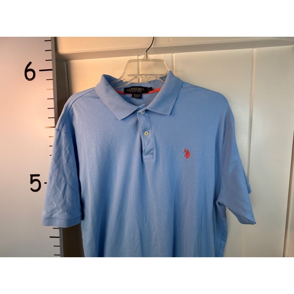 U.S. Polo Assn. Luxury Feel Light Blue Polo Shirt Short Sleeves Large Men's - Picture 2 of 9